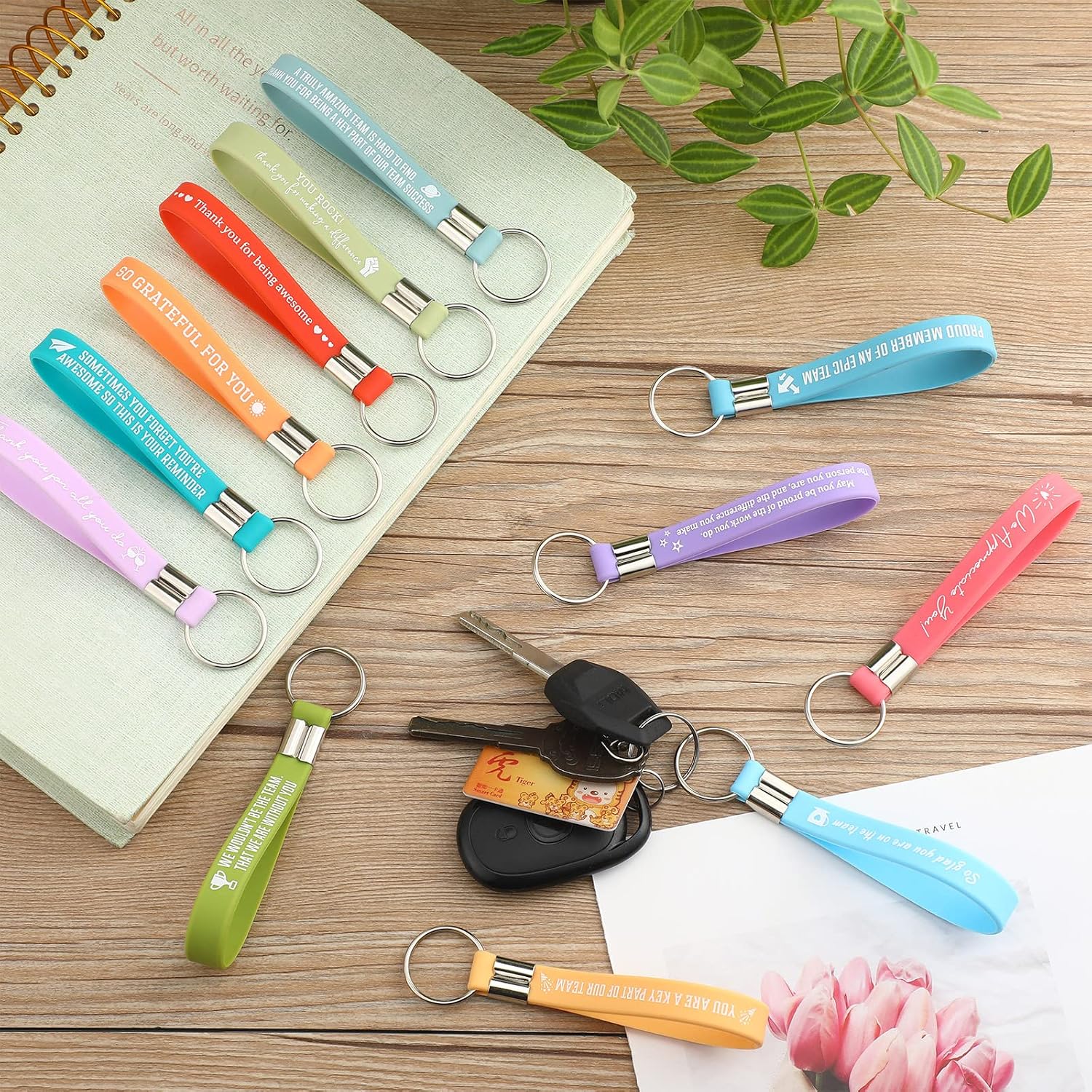 Bucherry 24 Sets Employee Appreciation Keychain Gifts Bulk Silicone Keychain Motivational Thank You Staff Gifts for Coworker(Multicolor) image 4
