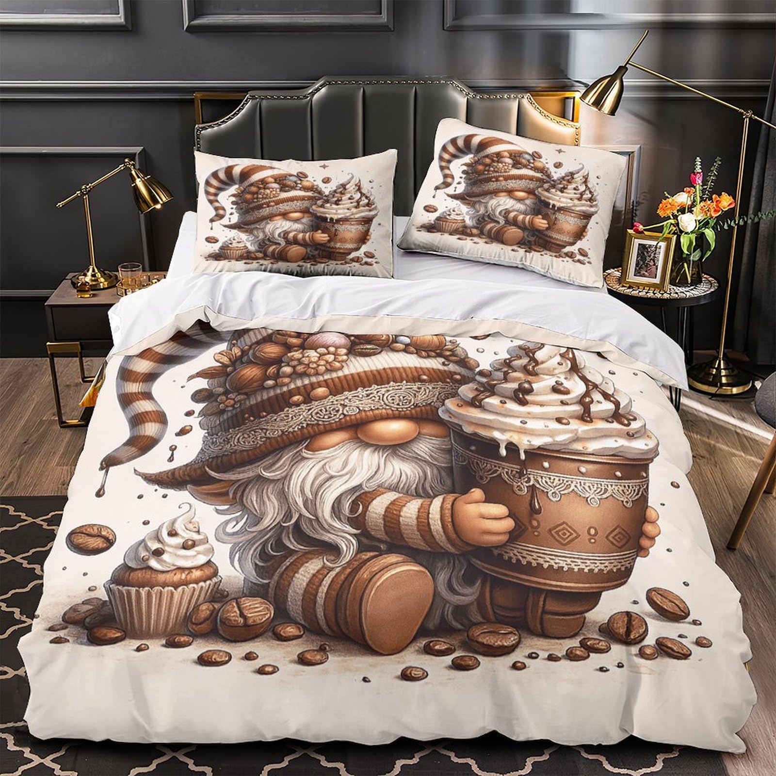 Housse de couette singe 3D microfibre ultra douce hypoallergénique respirante pour ado