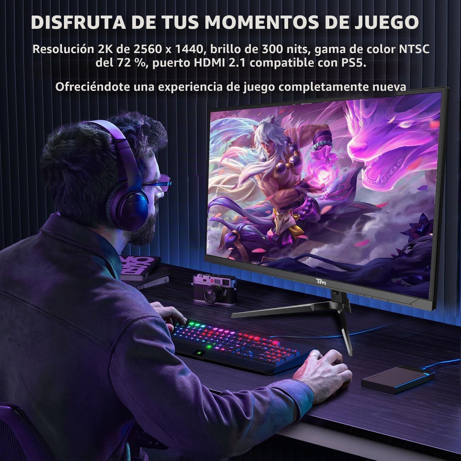 Twisted Minds Monitor para Gaming, Pantalla de 32 Pulgadas Fast VA - Resolución 2560 x 1440 QHD, frecuencia actualización 180 Hz, relación Aspecto 16:9, Tiempo Respuesta 1 ms - Negro (TM32QHD165VA)