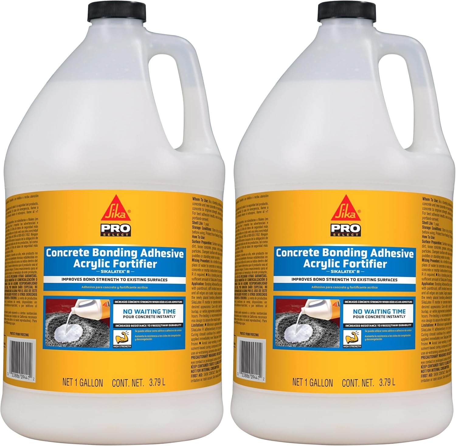 SIKA - SikaLatex R - Concrete Adhesive Glue, White - Admix for Portland-Cement Mortar/Concrete - Resistant to Freezing and thawing Damage - 1-Gallon (Pack of 2)