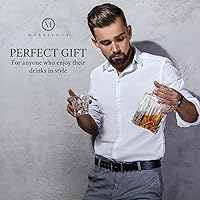 Vista 4 de Juego de 2 decantadores de whisky de cristal, decantador de licor de 40 onzas con tapón hermético para whisky, licor, bourbon, vino, enjuague bucal