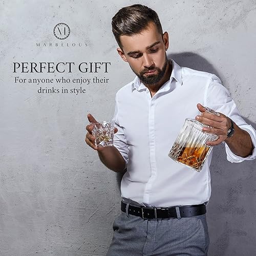 Miniatura 4 de Juego de 2 decantadores de whisky de cristal, decantador de licor de 40 onzas con tapón hermético para whisky, licor, bourbon, vino, enjuague bucal,