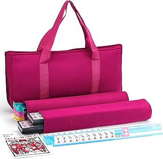 Mose Cafolo American Mahjong Game Set Complete Western Mah Jongg Set - Red Burgundy Soft Carrying Bag 166 Premium Tiles with 4 All-in-One Rack/Pushers (Mah Jong Mahjongg)
