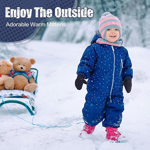 Miniatura 5 de Fynnsure Guantes de nieve con forro polar para niños y niñas, guantes de esquí de invierno para niños y niñas