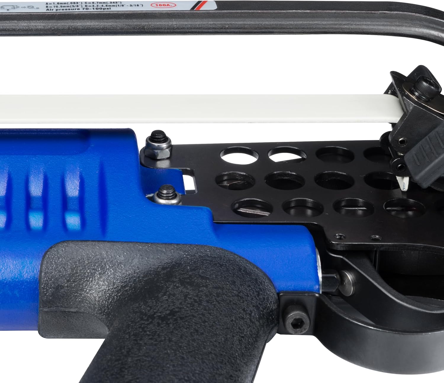 Pneumatic Hog Ring Pliers, 16 Gauge 1/2" Crown C Ring Stapler, 2.6–3.6 mm Closure, Lightweight Hog Ring Gun for Upholstery, Pet Cages & Bag Closing