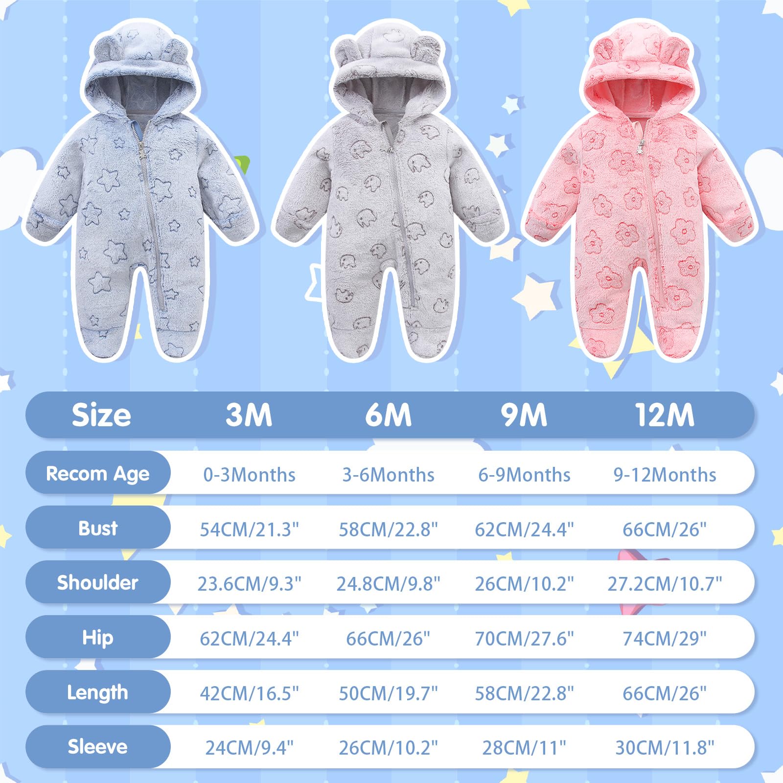 Combinaison de Neige d'Hiver pour Nouveau-né Bébé avec Oreilles d'Ours en Grenouillère à Capuche pour Tout-petit Motif Vêtements d'Extérieur Manteaux