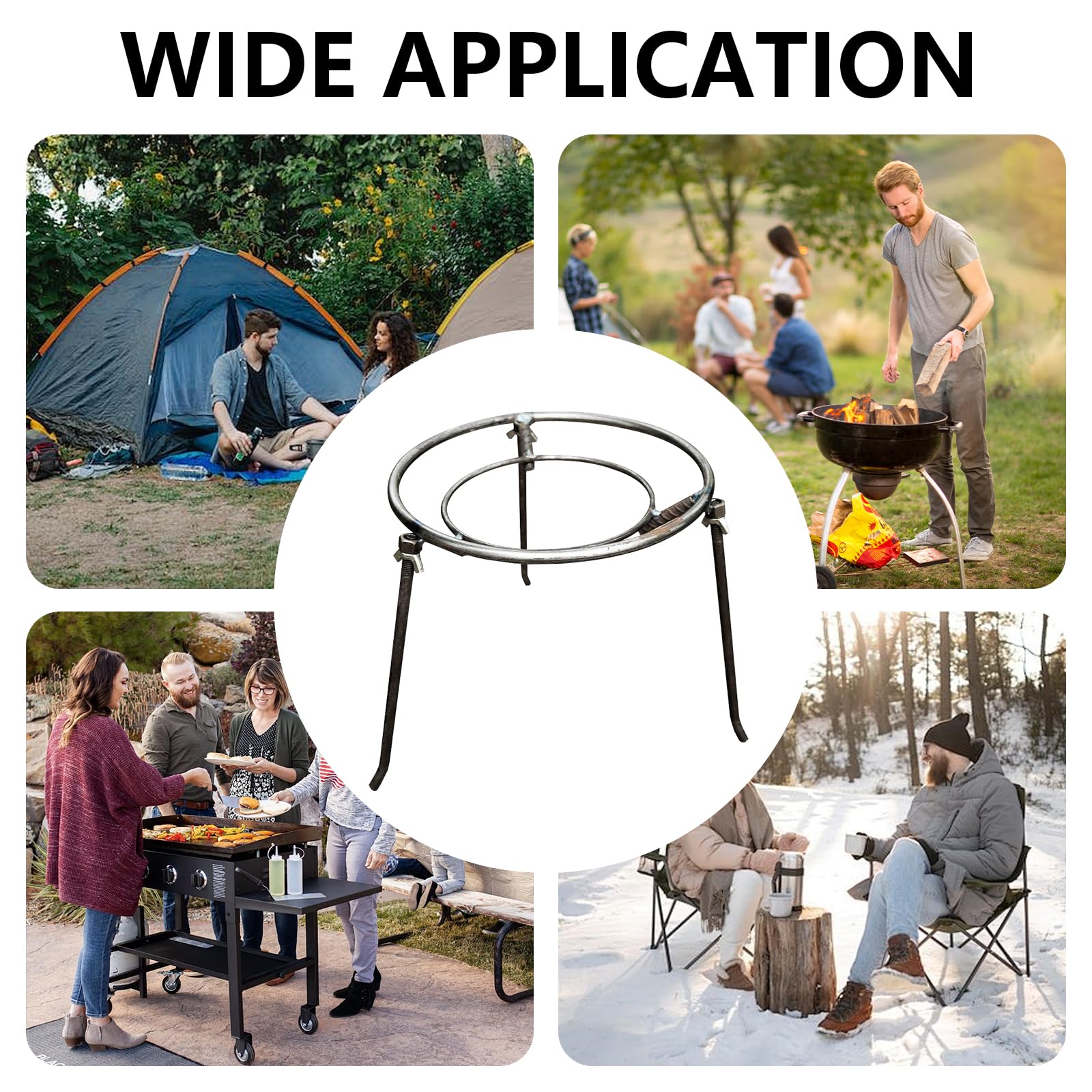 Treppiede per Braciere Supporto per Cucinare, Supporto per Pentola da Campeggio e falò, Treppiede per Pentola da Cucina Rimovibile, Accessori per Pentole per Barbecue in Giardino