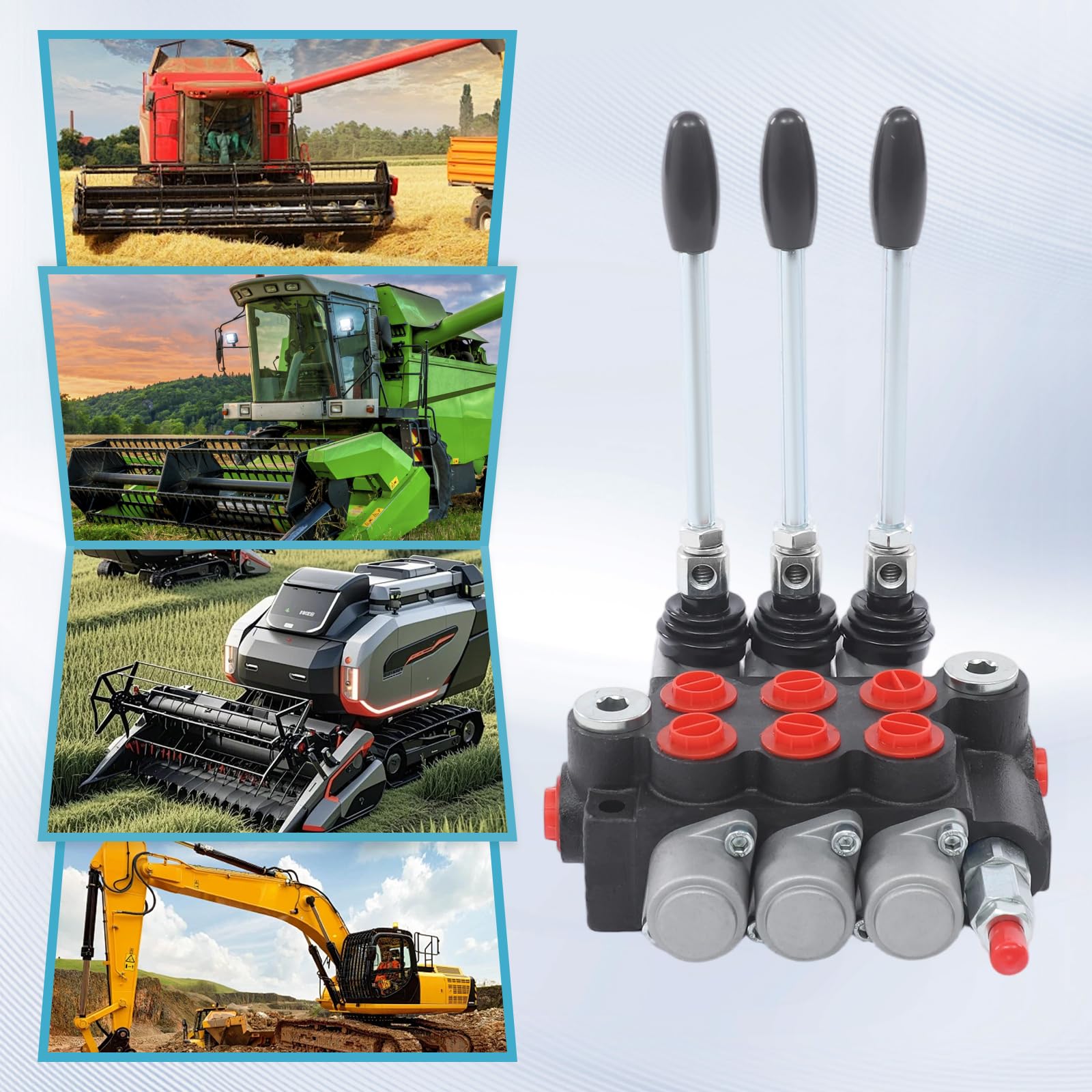 Distributore idraulico a 3 elementi 40L/min, Valvola di Controllo Direzionale 31.5 MPa, Controllo Manuale Doppio Effetto per Trattore, Spaccalegna e Attrezzature Agricole