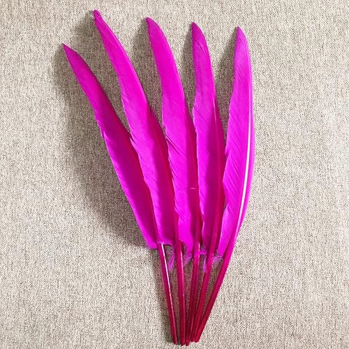 Miniatura 5 de 50 plumas de color rojo rosa con 10  12 pulgadas, hermosas plumas para manualidades (10.2-12.2 in), pluma de ganso natural bilateral de gran tamaño,