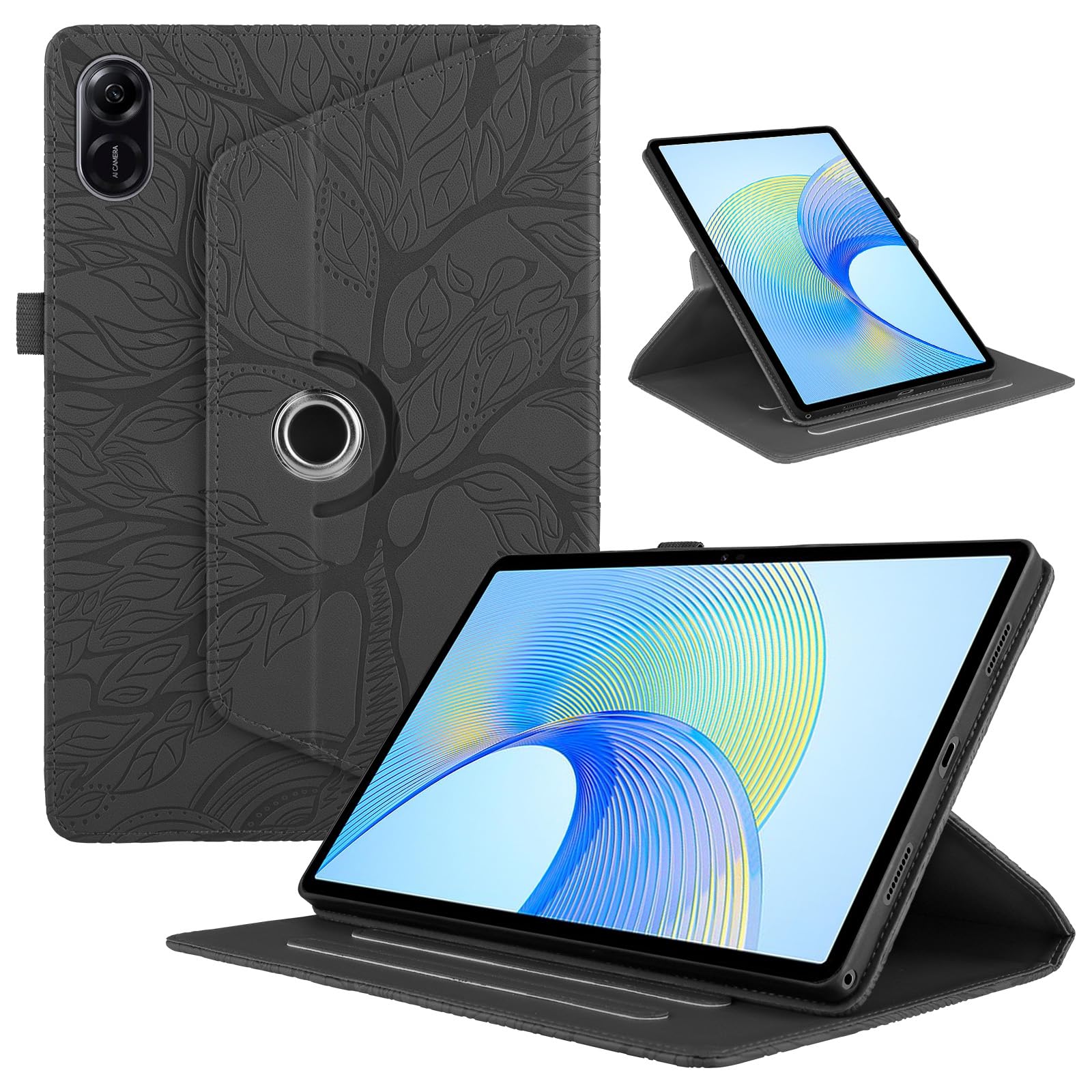 Funda para Samsung Galaxy Tab S9/ S8/ S7 11" (SM-X710/X700/T870) PU Cuero Tablets Protectora Cover 360°Carcasa Giratoria de ángulo Múltiple Stand Función Tablets Funda,Rojo Árboles — view 91
