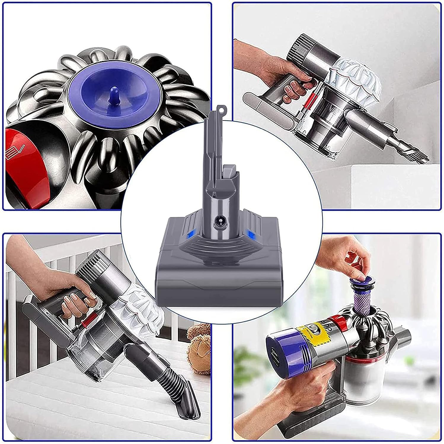 KUNLUN Batería para Dyson V8 SV10, Batería de Repuesto de Iones de Litio de 4500 mAh para Dyson V8 Absolute V8 Animal V8 Fluffy V8 Motorhead de Aspiradora