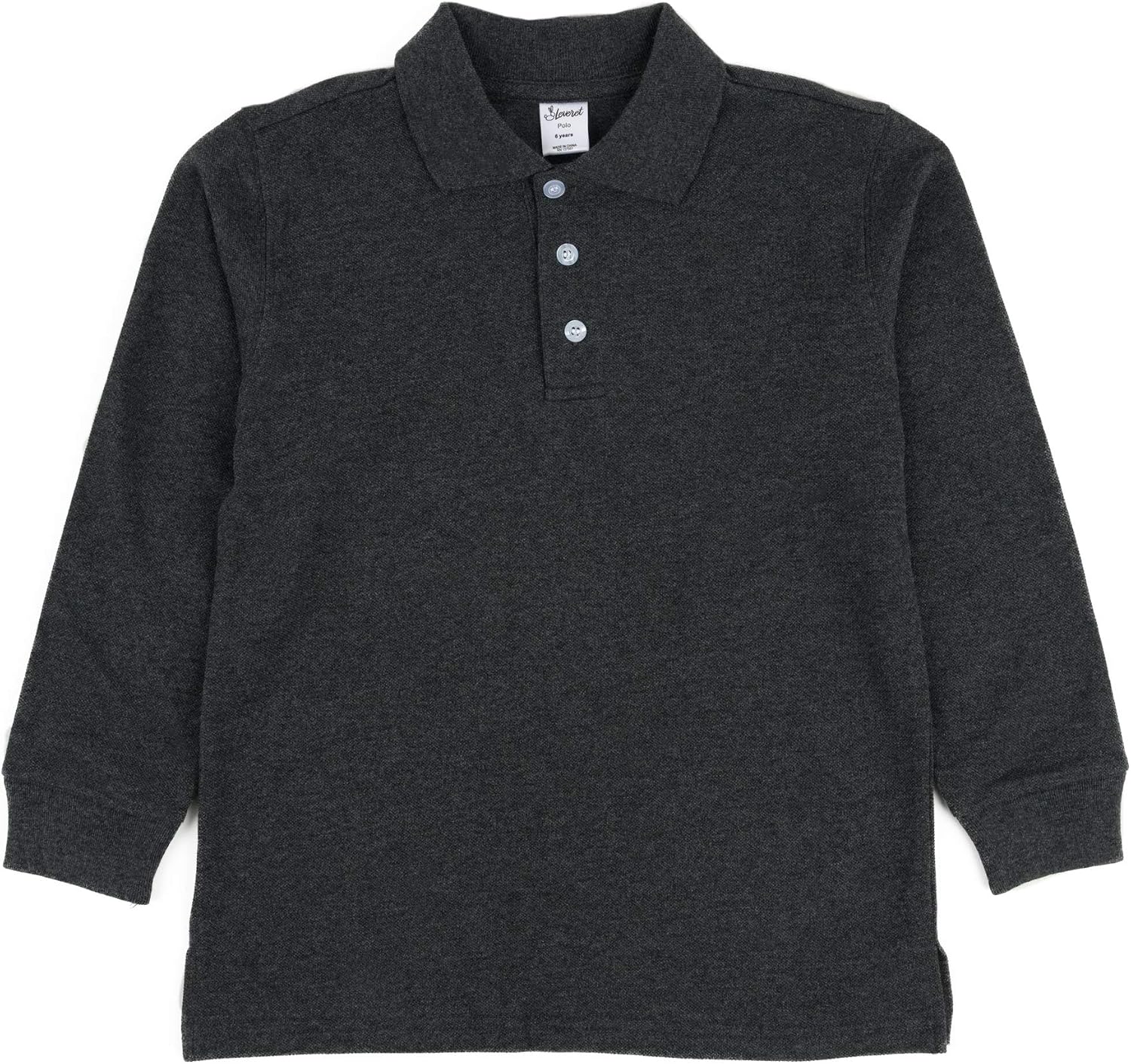 Leveret Kids & Toddler Boys Girls Long Sleeve 100% Cotton Uniform Polo Shirt Variety of Colors (Size 2-14 Years)