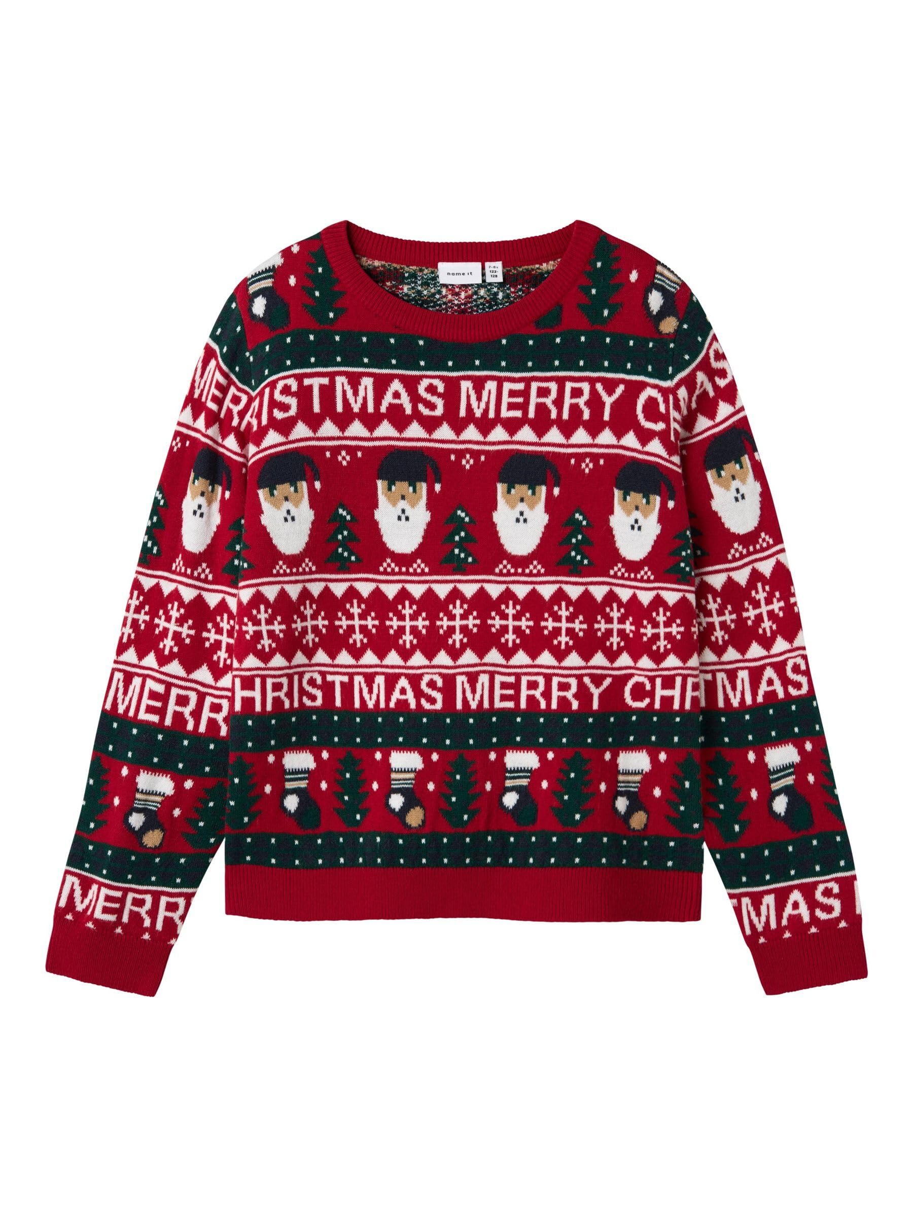 NAME IT NKNRASTOKKE LS Knit Sweater, Jester Red, 134/140 cm