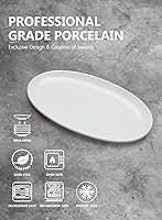 Vista 3 de Sweese 750.101 - Platos ovalados de porcelana blanca para fiestas, bandejas ovaladas grandes para servir platos de pescado, carne, restaurante