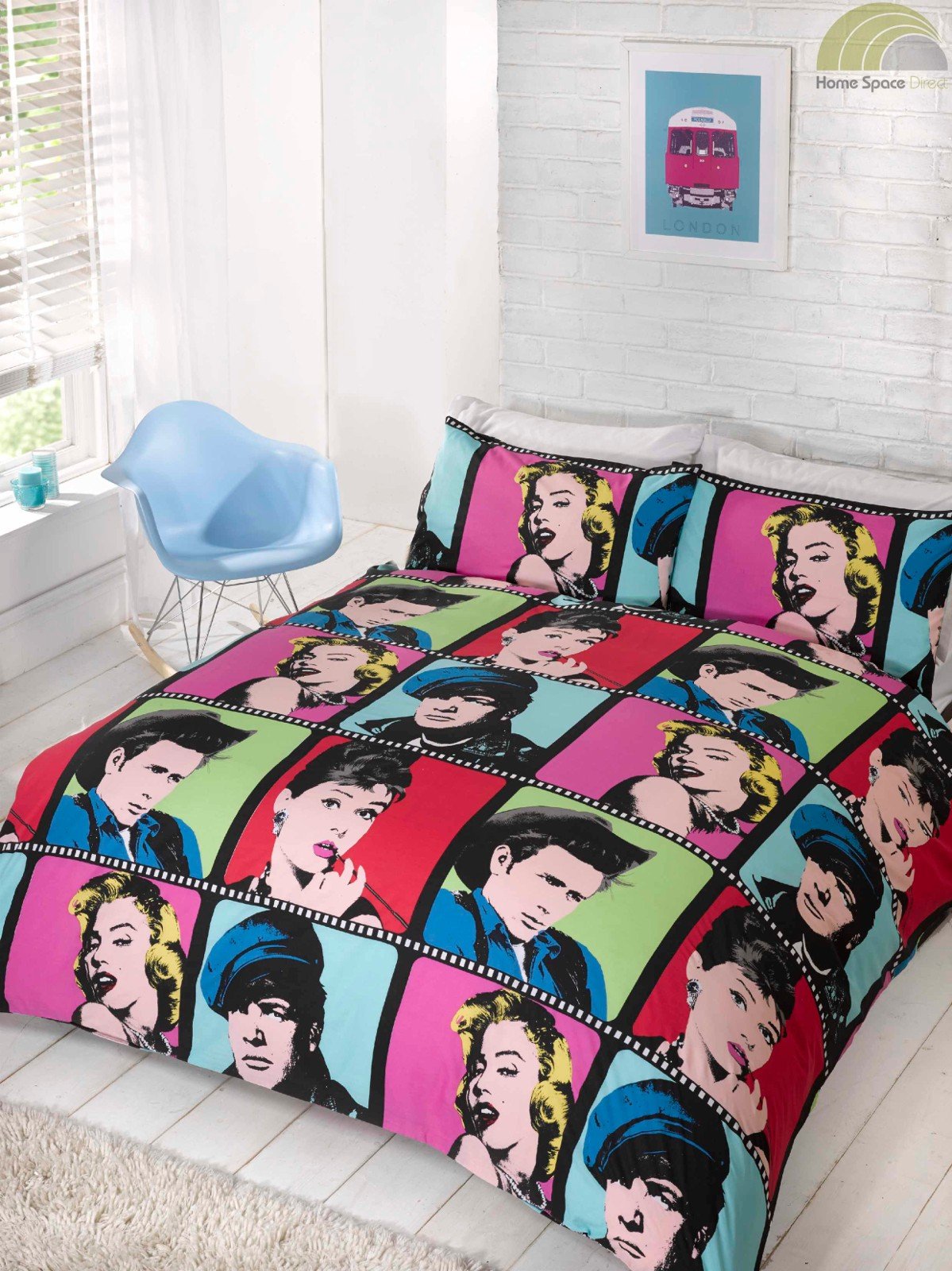 Rapport Home King Size Duvet Cover & Pillowcases Bedding Bed Set - Marilyn Monroe Audrey Hepburn James Dean Marlon Brando