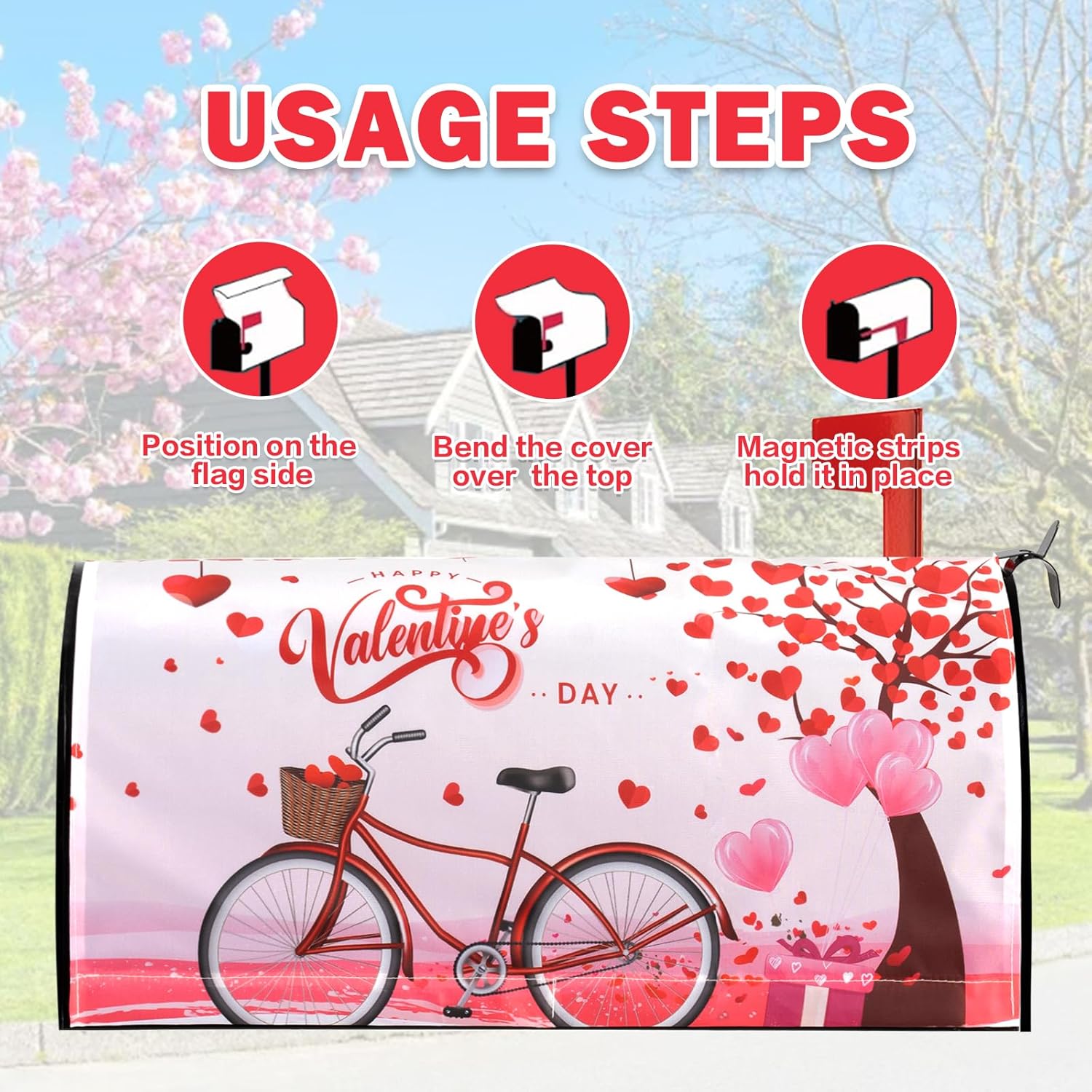 Spring Flowers and Butterfly 21"x18" Magnetic Mailbox Covers Suitable for 19 "x6.5 Standard, Valentine's Day February 14th Mailbox Covers