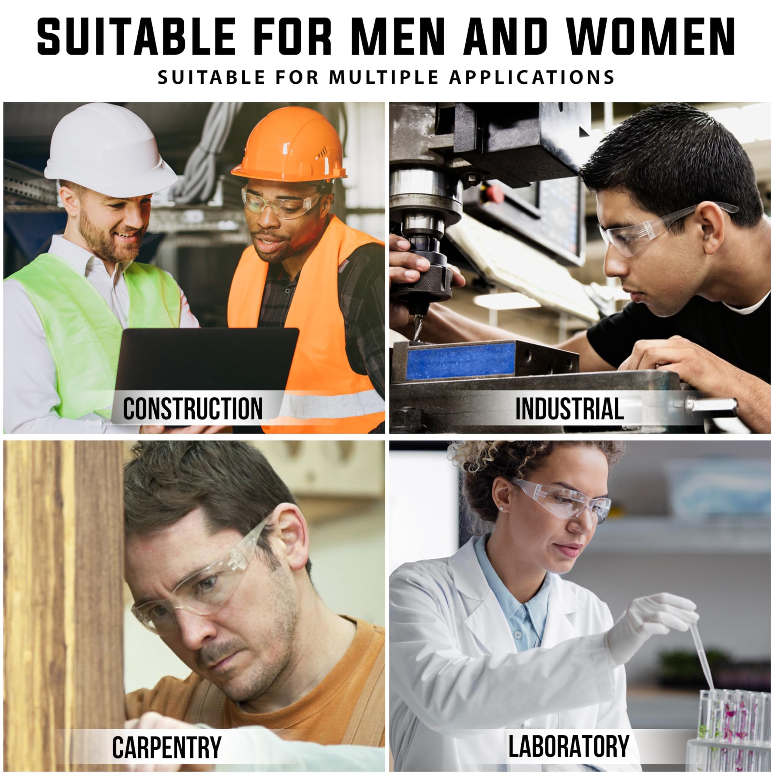 BISON LIFE Clear Safety Glasses for Men & Women, ANSI Z87.1 Certified, 6 Pk — Amazon image 7