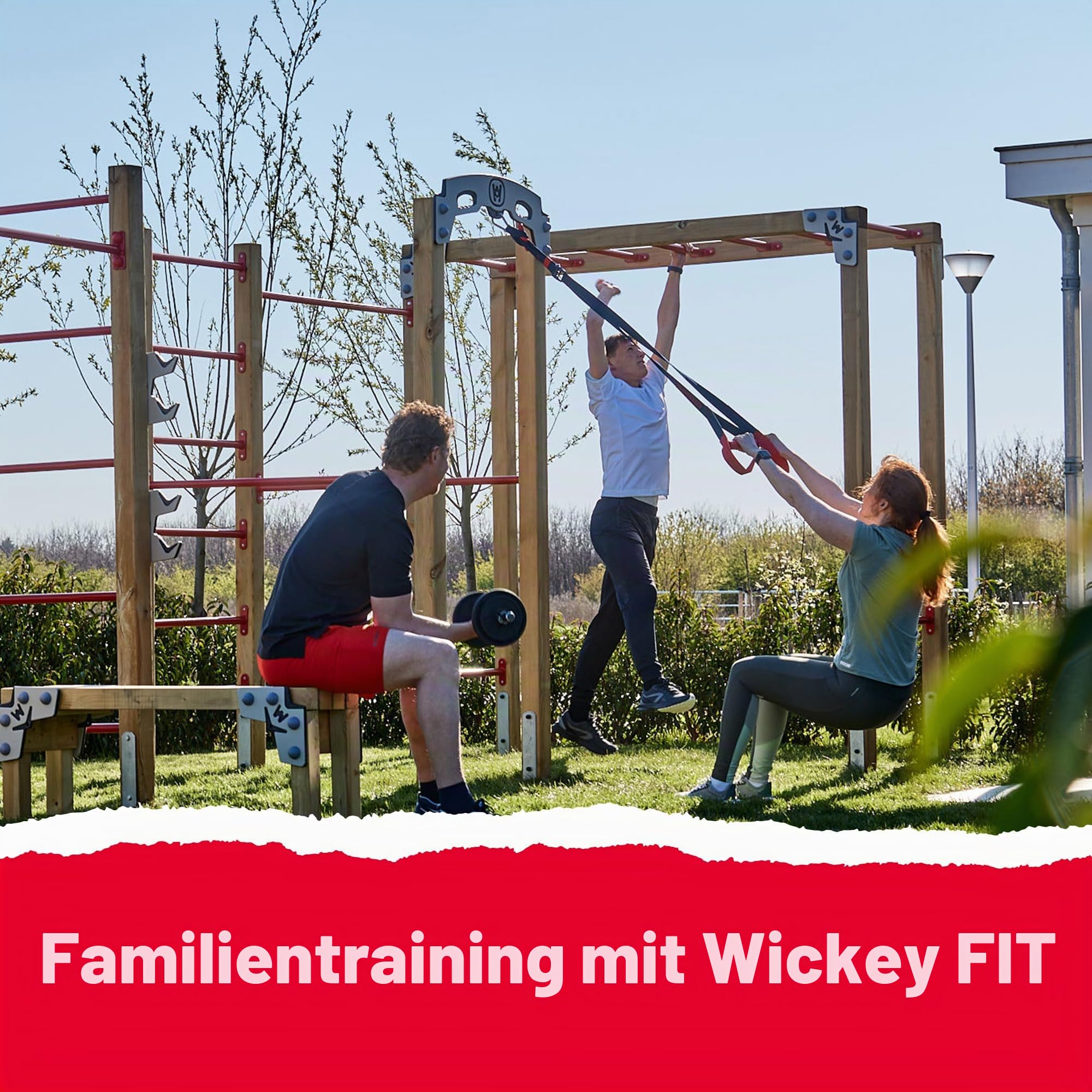 Wickey Fitnessgerät - Fit Base 505 - Outdoor Fitnessstudio, Gym für Zuhause, Klettern und Sport für Jugendliche und Erwachsene im Garten mit Klimmzugstange