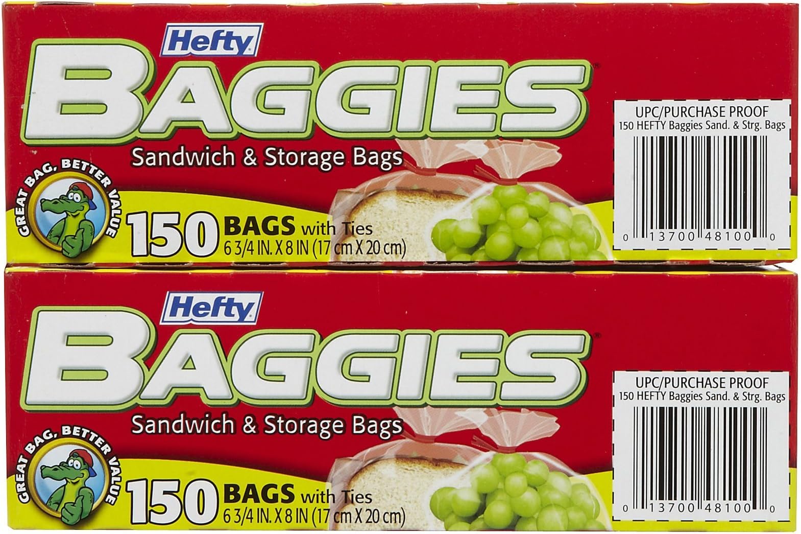 Hefty Baggies Sandwich Bags 150 ct 2 pk Health