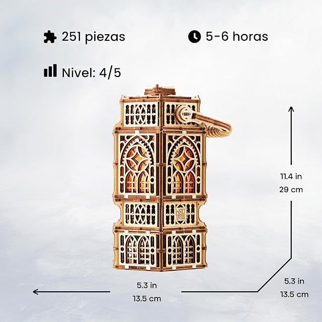 Foto 3 de 8 de Wood Trick Antique Lantern LED Puzzle 3D Madera para Adultos para Construir