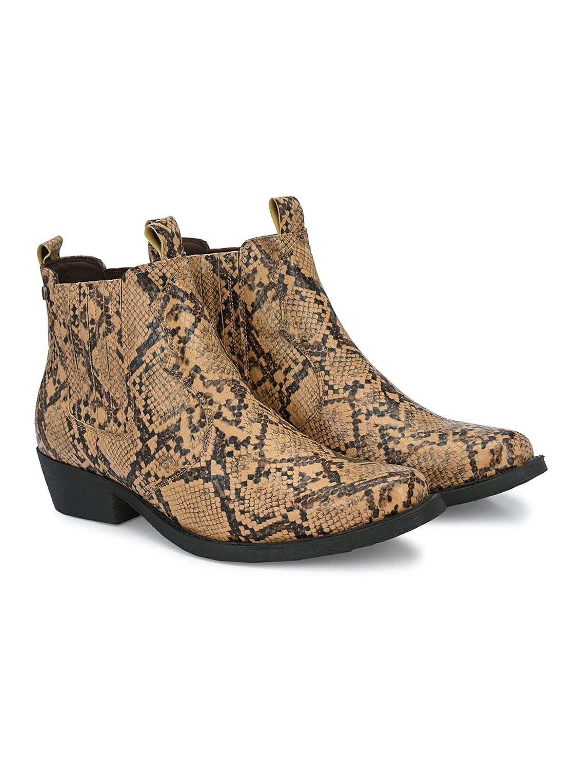 Delize Men’s Brown Snake Pritend Ankle Boots