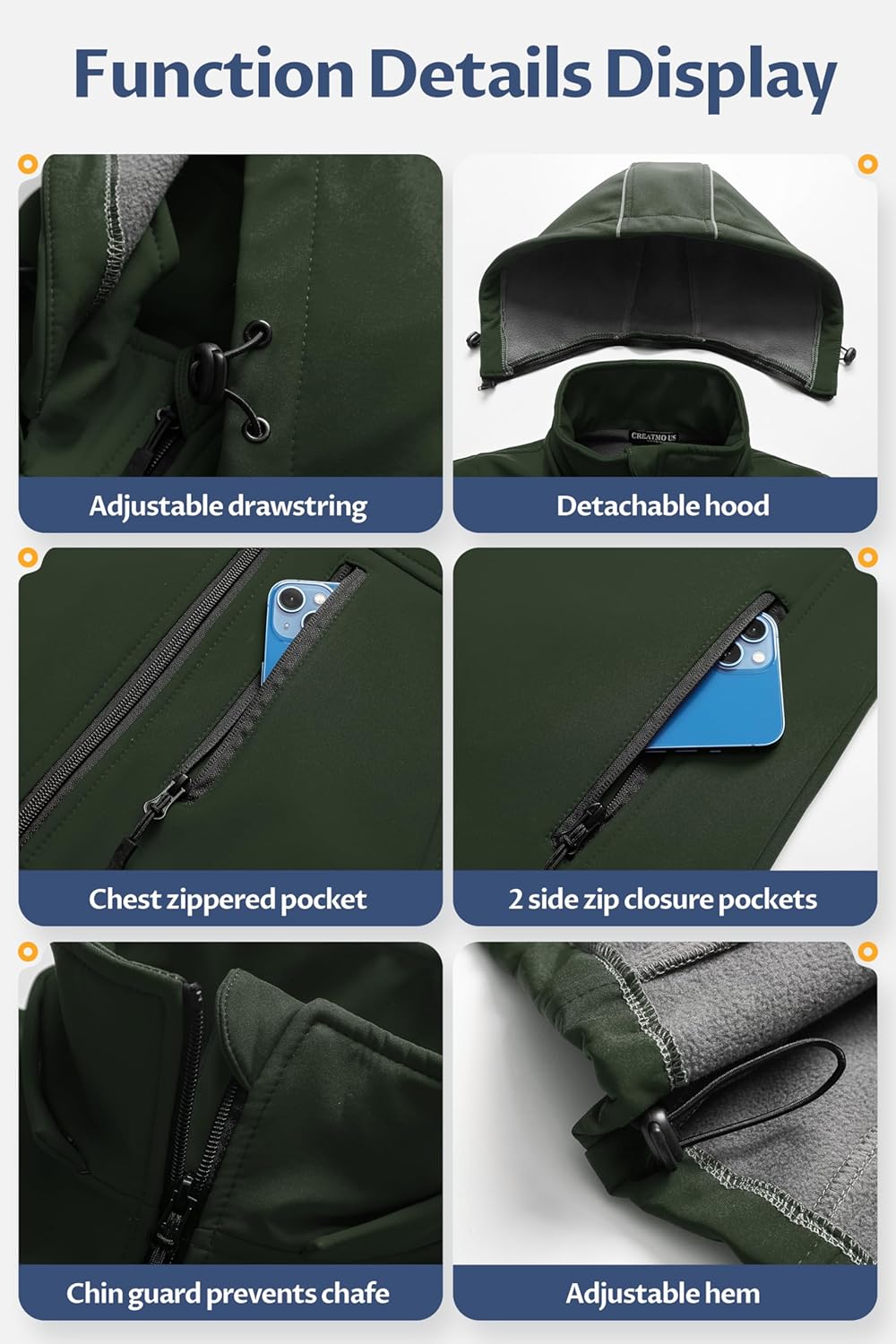 CREATMO US Women's Lightweight Softshell Vest Outerwear Windbreaker Sleeveless Jacket With Removable Hood - Image 6