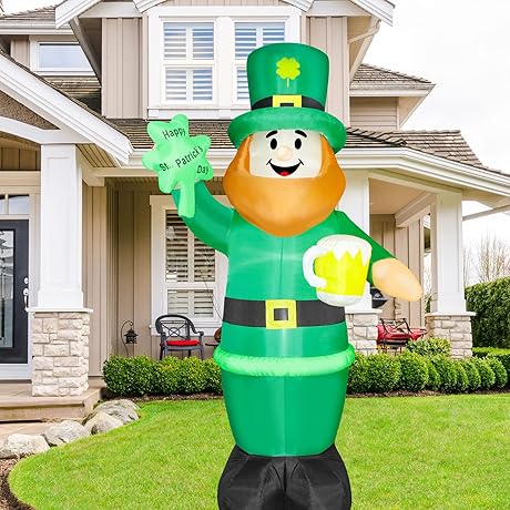 8 Feet Tall Inflatable Light-Up St. Patrick's Day Leprechaun