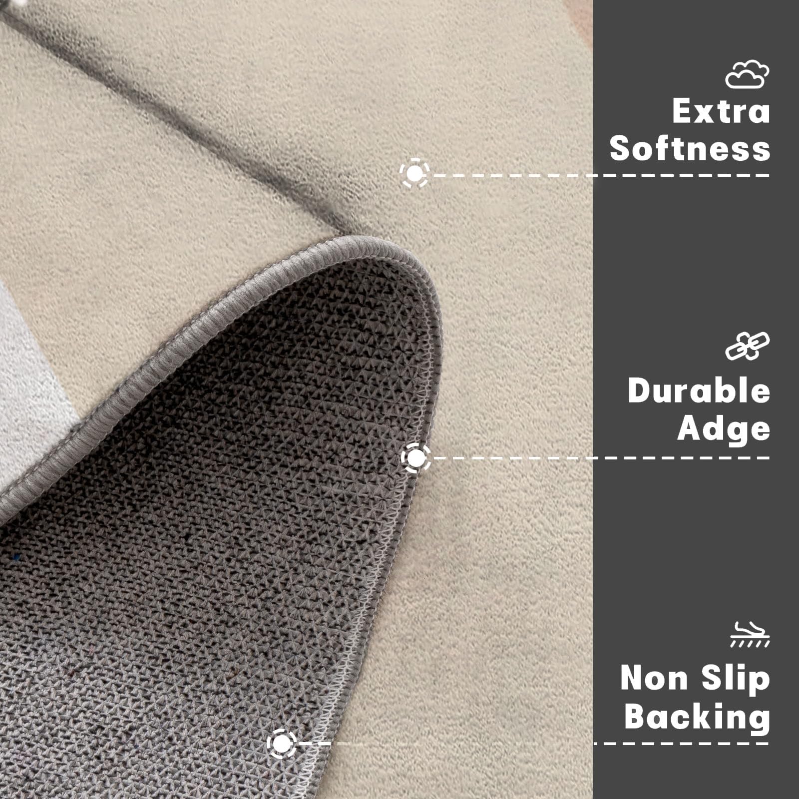 90X150Cm Zerbino Ingresso Interno Antiscivolo Assorbente, Tappeto In Microfibra Sottile Lavabile Con Ragazza Carina Pattini Rotelle Semplice Cuore Geometrico Per Cucina Bagno Porta E Animali, Beige