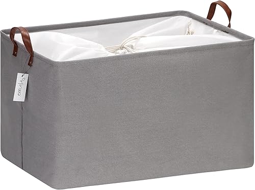 Hinwo Contenedores de almacenamiento extra grandes de 70 L, organizadores y almacenamiento de armario, cestas plegables de almacenamiento de ropa