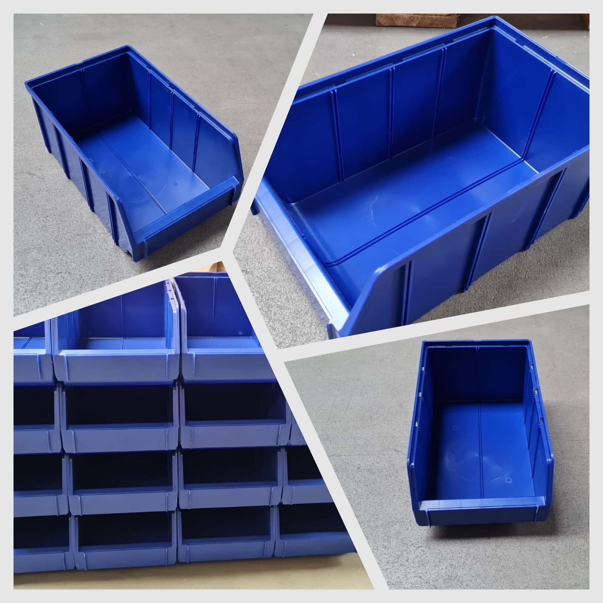 15 Stapelboxen Größe 4 Blau – Robuste Lagerboxen 335×209×152mm für Werkstatt, Schrauben & Kleinteile – Sichtlagerkästen stapelbar