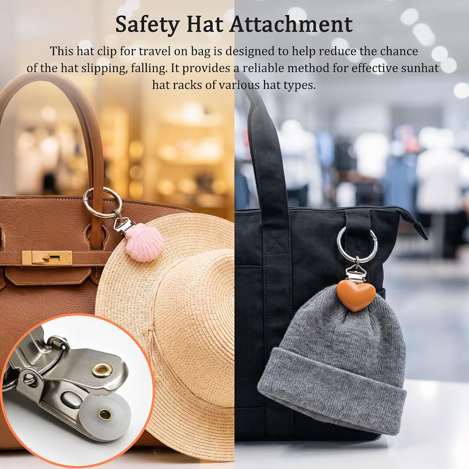 3 Pack Hat Clip for Travel On Bag, Portable Travel Accessory, MulticolorA image 2