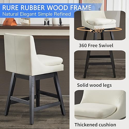 Miniatura 6 de Taburetes de bar giratorios de altura de mostrador, 360 taburetes de bar giratorios de 26 pulgadas de alto, altura del asiento con cojín grueso y