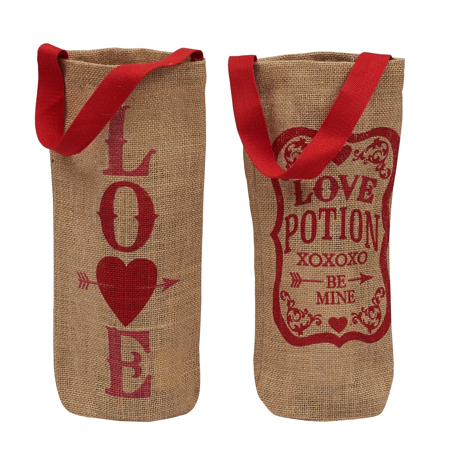 Design Import India Valentine Burlap Bottle Tote, 1 EA