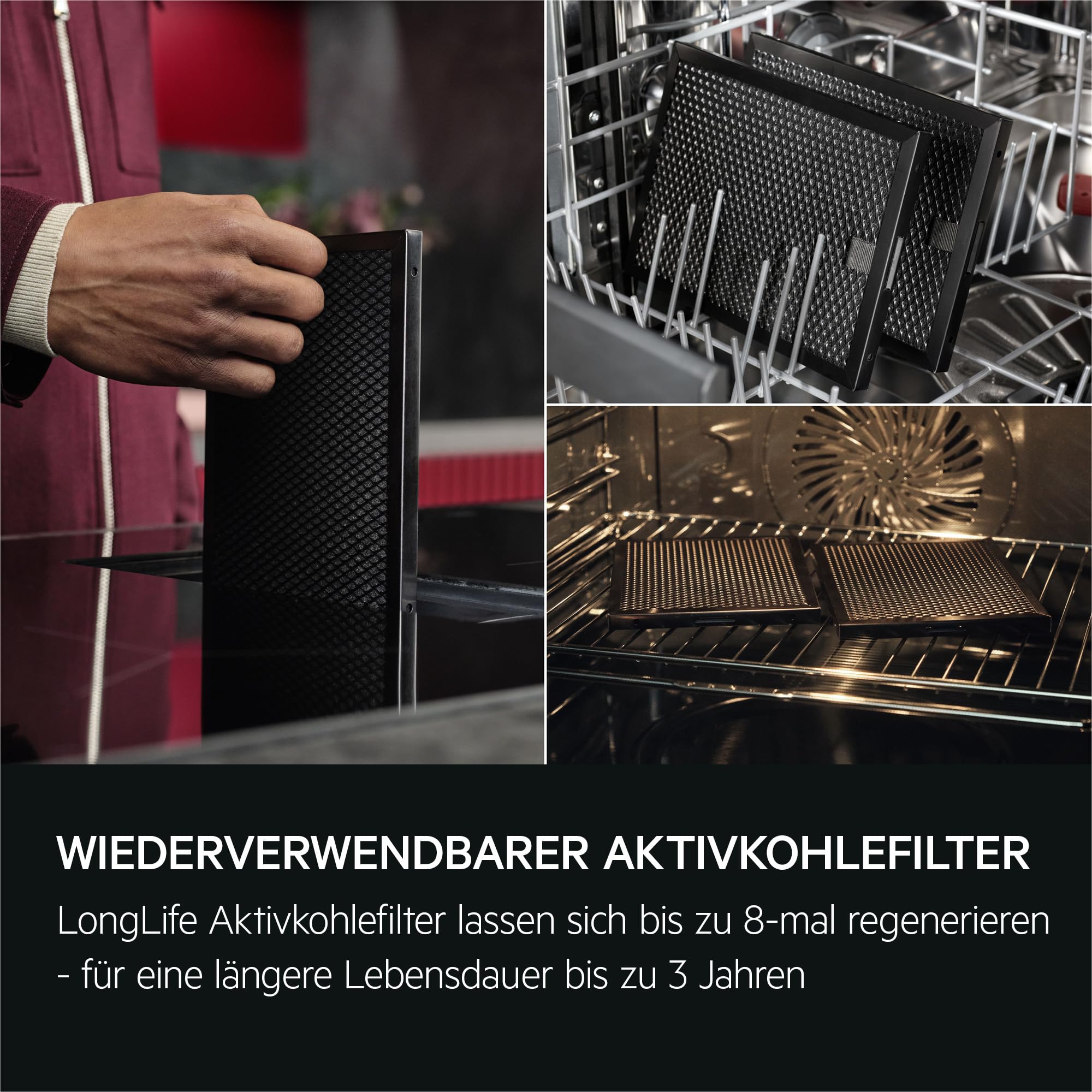 AEG Induktionskochfeld 80cm mit Integriertem Dunstabzug, Testsieger StiWa und ETM, Made in Germany, SaphirMatt Oberfläche 10x Kratzresistenter, Spülmaschinenfeste Fett-, Aktivkohlefilter, TH84CB0BSZ