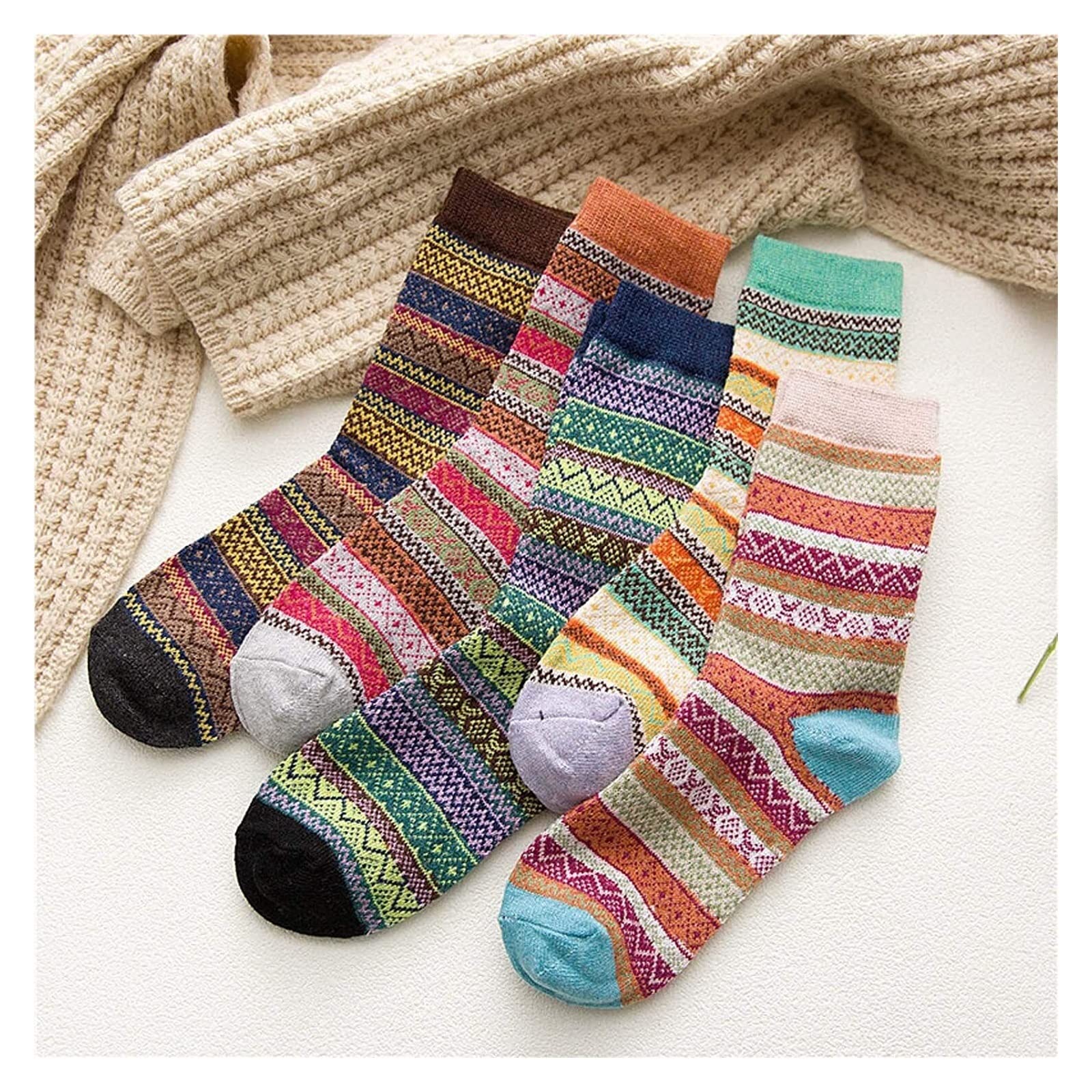 Wintersocken Socken 5 Paar Unisex-Wintersocken Schwere Socken Für Kaltes Wetter Warme Dicke Wollsocken Thermosocken