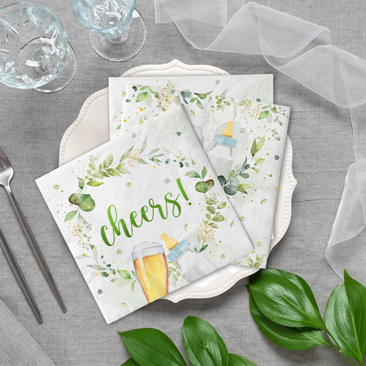 Baby Brewing Shower Decorations-40pcs A Baby is Brewing Napkins,Disposable Beer Feeding Bottle Baby Shower Paper Napkin for Boys Girls Baby Shower Party Gender Reveal Table Decorations