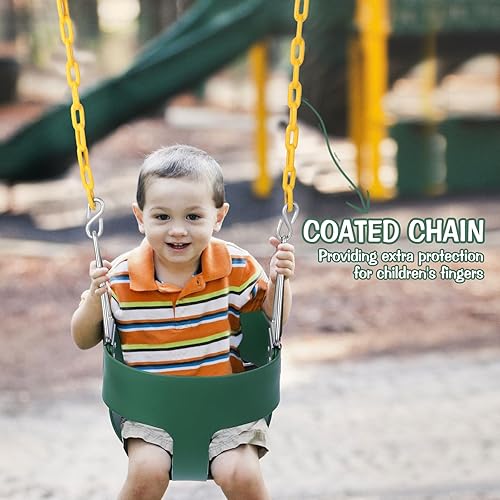 Miniatura 66 de RedSwing Asiento de columpio con respaldo alto para niños pequeños con cadenas recubiertas, asiento de columpio resistente para niños, para Columpio