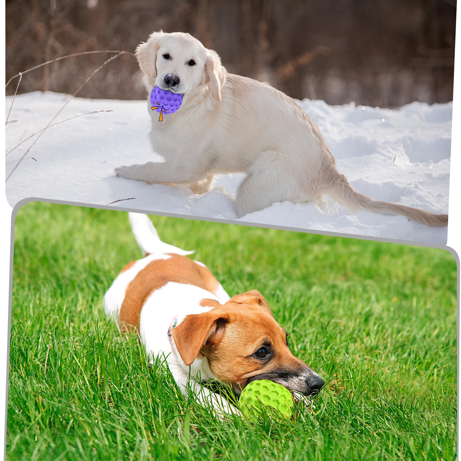 Giocattoli per cani che scricchiolano per masticatori aggressivi, Palline per cani indistruttibili per masticatori aggressivi, Palline viola cigolanti per cani, Giocattoli interattivi per