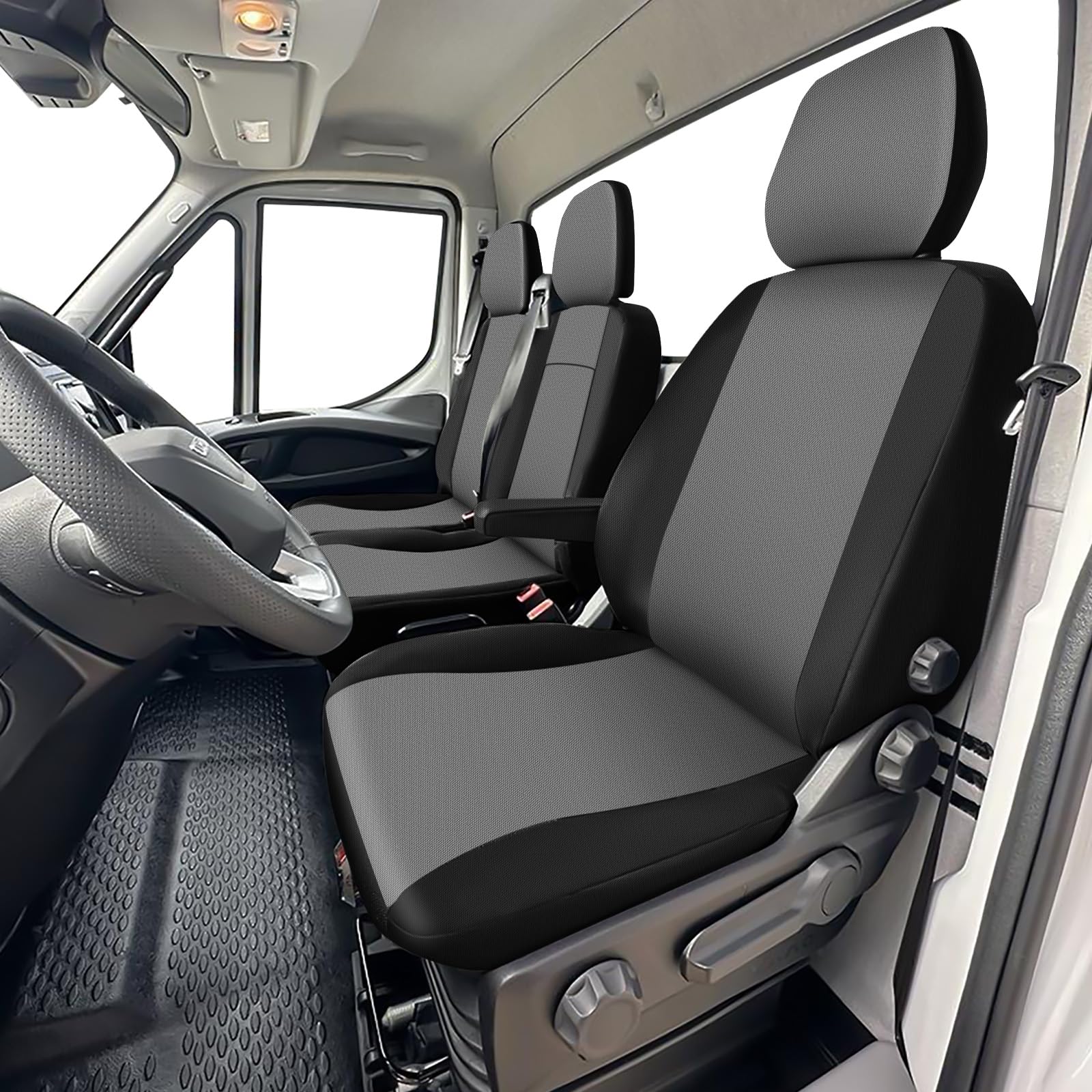 Sitzbezüge Auto für Iveco Daily VI 2014-2025 -2+1- Erste Reihe | Vordersitze Sitzbezug Autositzbezüge Auto-Sitzschoner Schonbezüge Sitzauflagen, Schwarz & Dunkelgrau