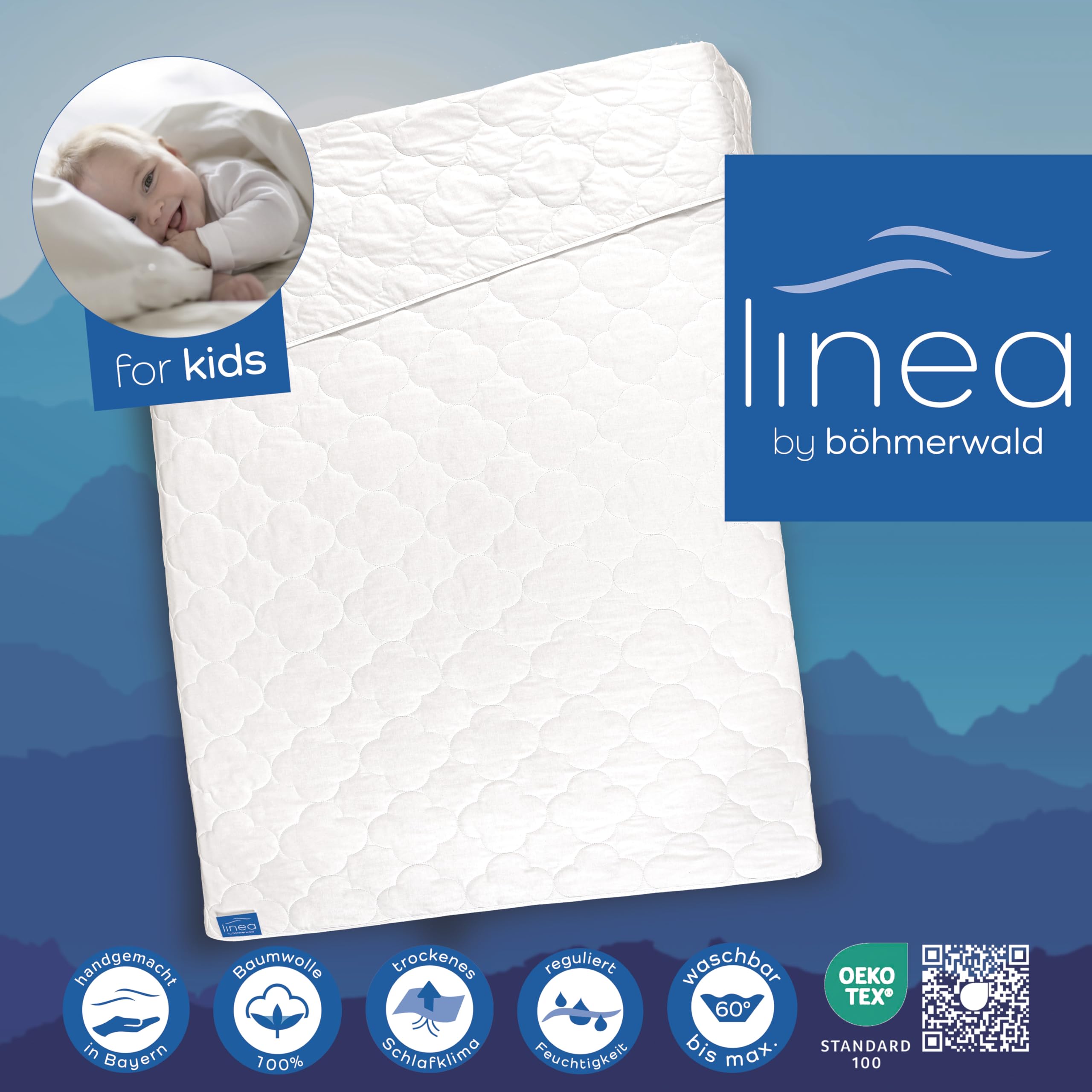 LINEA by Böhmerwald Lekker zacht dekbed, fris, 200 x 200 cm, 100% nieuwe veren en dons, geschikt voor mensen met allergieën, wasbaar tot 60 °C, voor de hele nacht, in Duitsland geproduceerd