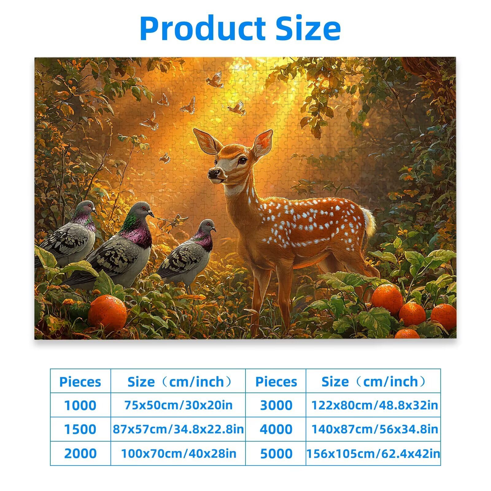 Puzzle 1000 elementów, sarny, 1000 elementów, drewniane puzzle dla dorosłych, z ekskluzywnym pudełkiem na opakowanie, klasyczne puzzle dla całej rodziny, duże puzzle na prezenty, dekoracja pokoju