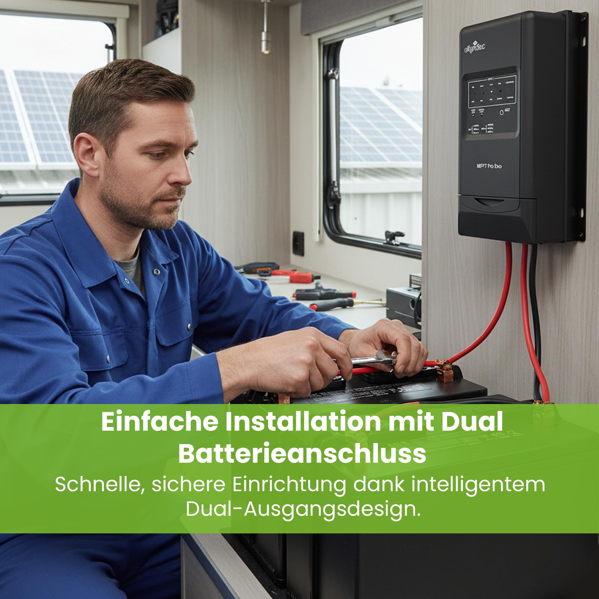 Offgridtec® Regulator ładowania MPPT Pro Duo 30 A 12 V 24 V do dwóch obwodów baterii. Aplikacja dostępna dla Android.