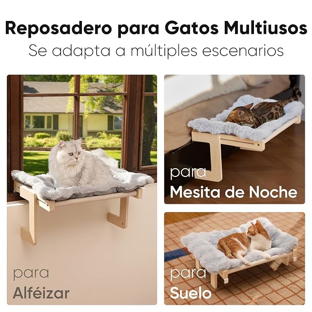 Foto 2 de 7 de FUKUMARU Hamaca para Gatos Ventana Cama para Gatos Repisa, con cojín Suave