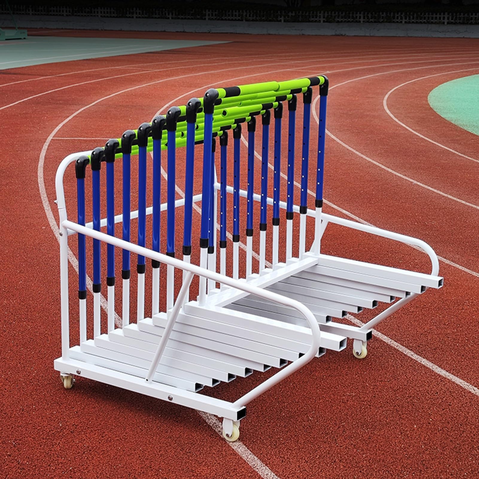 4 Wheels Hurdle Rack Cart for Gymnasiums/Schools, Track Hurdles Training Equipment Transportation Trolley Removable, Mobile Sports Training Hurdle Carrier Carts for Playgrounds