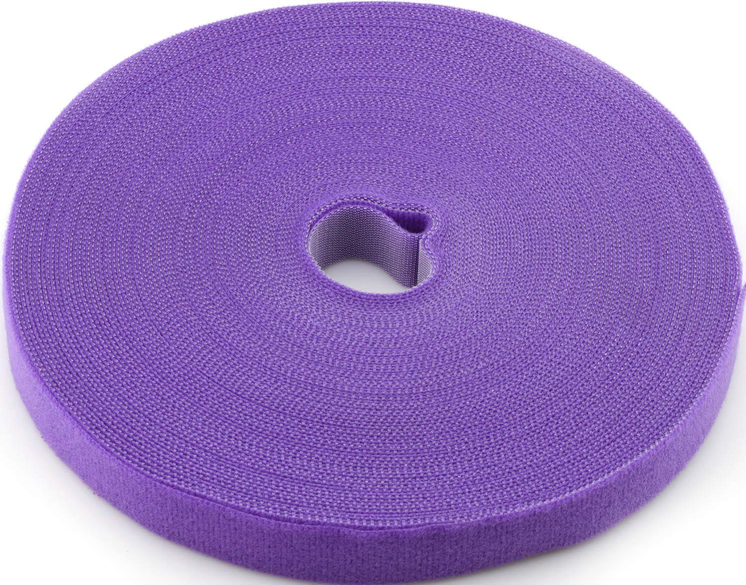 Cinta de sujeción reutilizable, organizador de cables, rollo de gancho de doble cara de 3/4 pulgadas (25 yardas, morado)