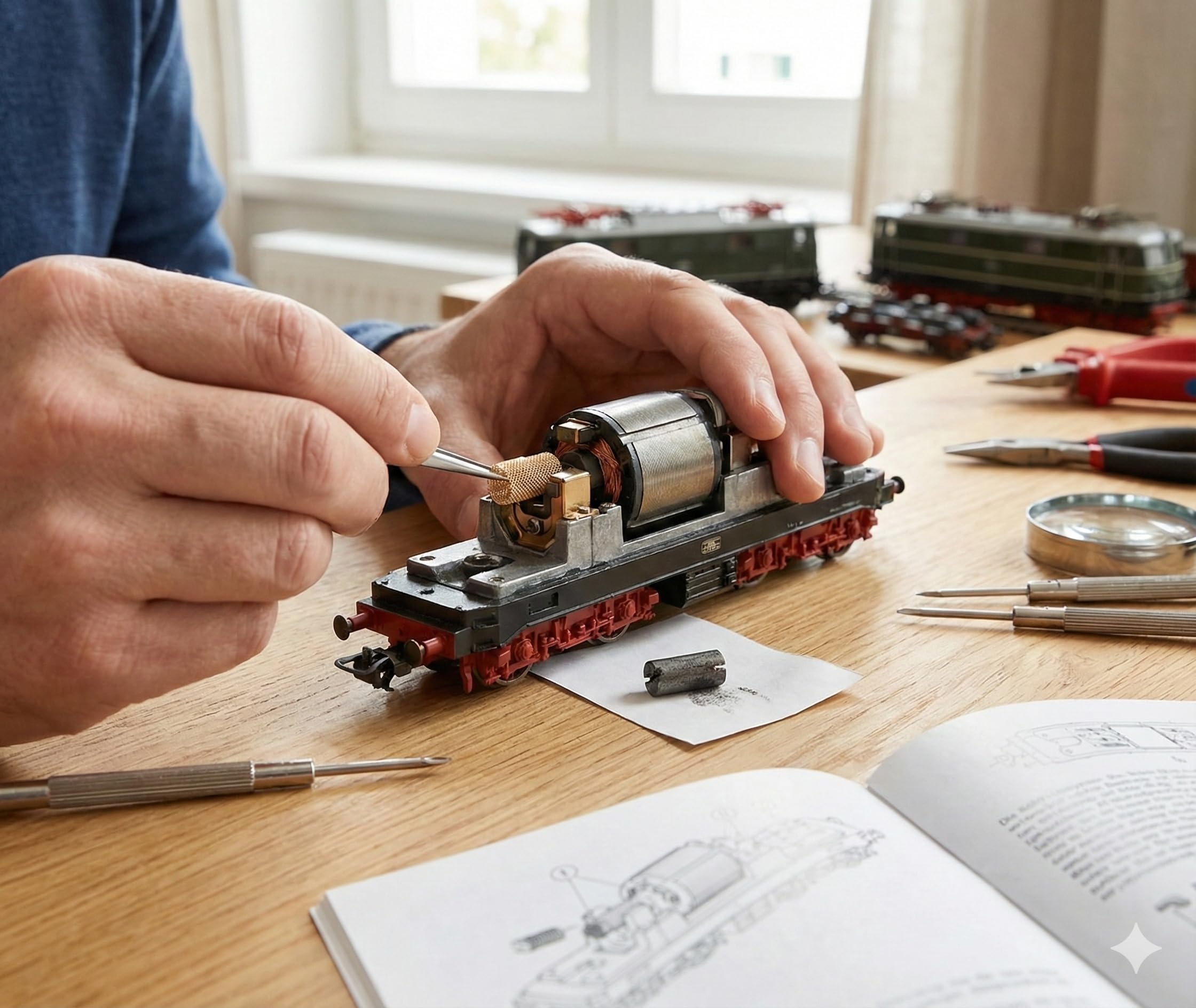 Kit di manutenzione per modellino ferroviario H0: accessori completi per la manutenzione locomotiva ‒ Compatibile con locomotive Märklin Trix