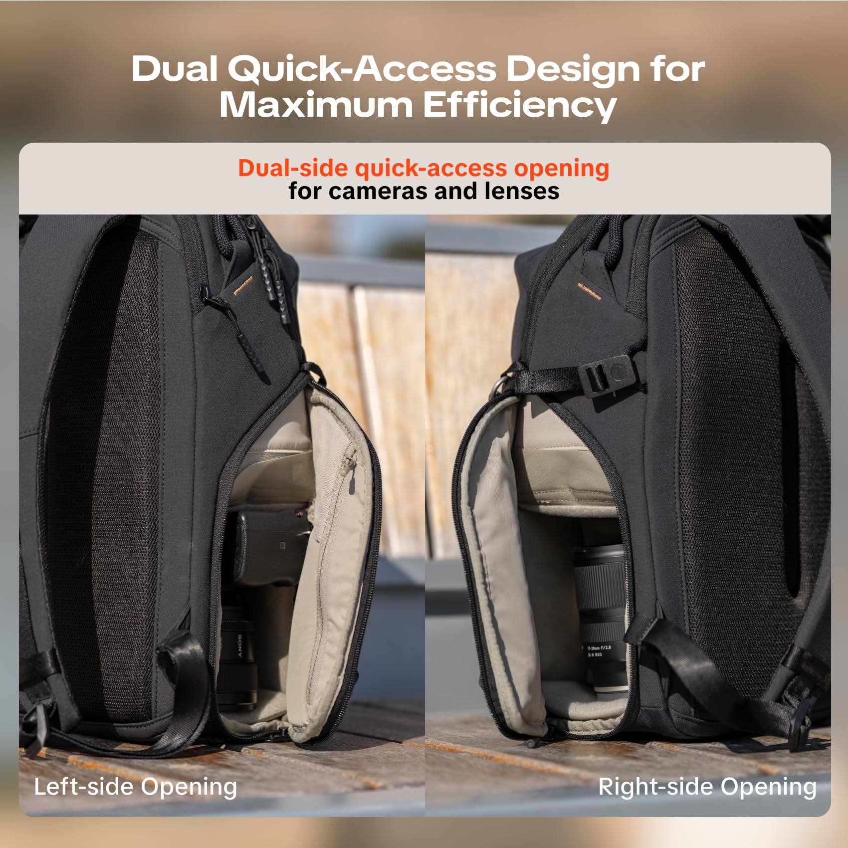 PGYTECH OneGo Lite Zaino per Fotocamera 12L, Piccola Borsa Fotografica Compatta per Donne e Corporature Minute, per Fotocamere Mirrorless/Reflex Sony/Canon/Nikon, Resistente all'Acqua (Nero)