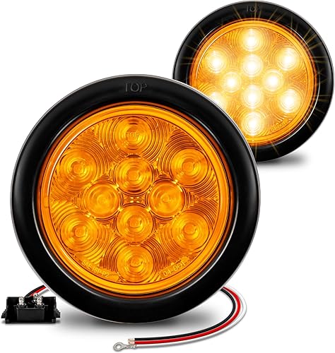 Luces de LED traseras, de freno, redondas, color rojo, de 4 pulgadas para camiones, casas rodantes, Jeep. – Certificado DOT, anillo de hule y