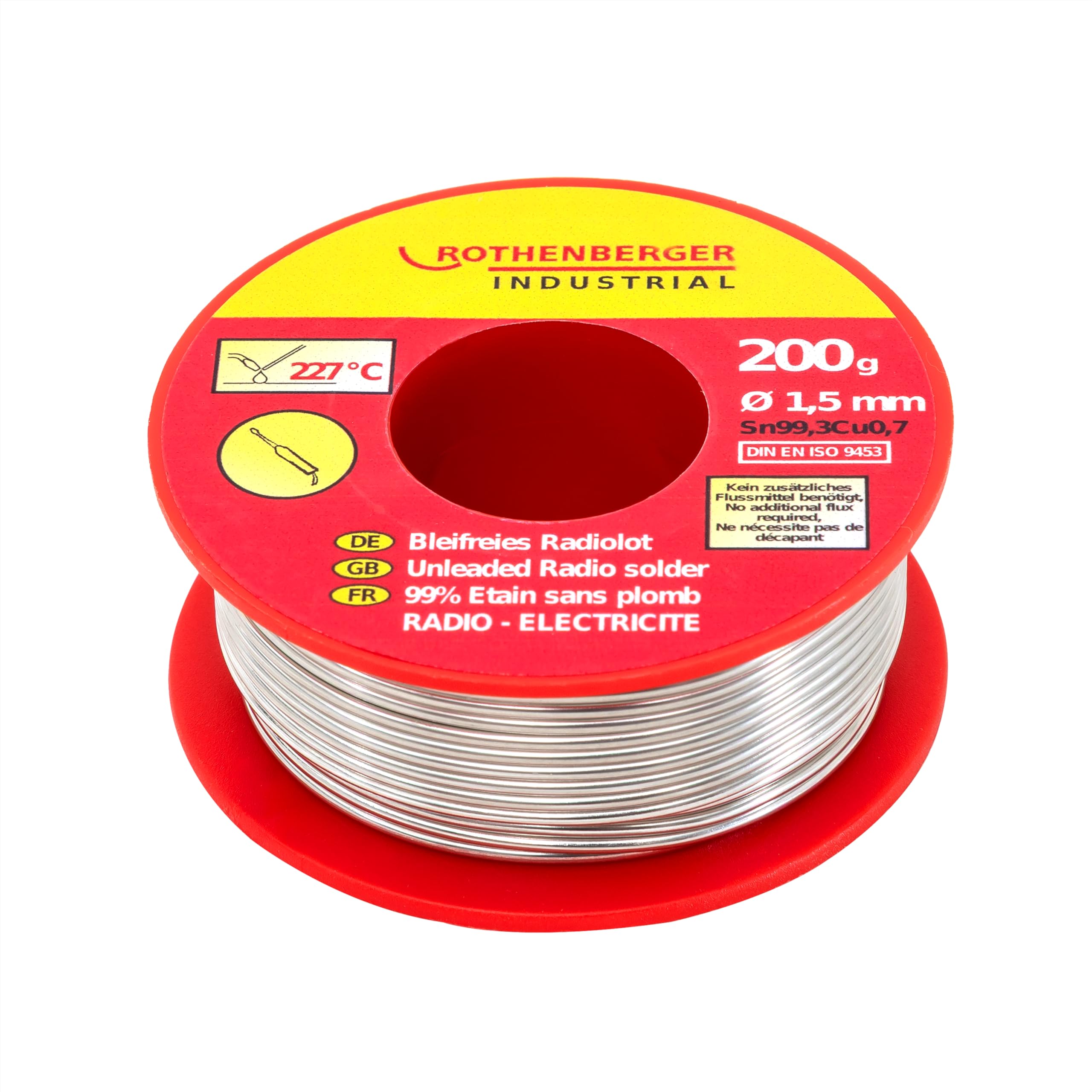 Radiolota para soldador eléctrico de 1.5 mm: bobina Rothenberger Industrial de 200g color rojo