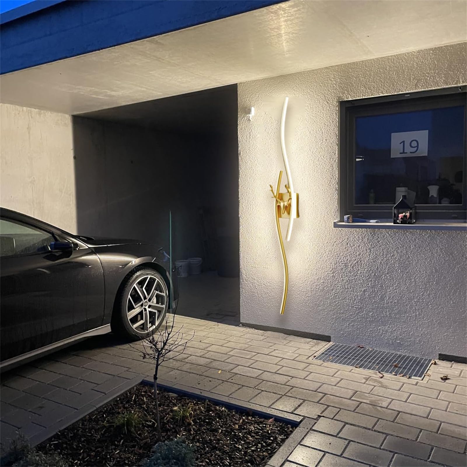 Moderno Lampada da Parete Lungo LED Impermeabile IP65 Applique da Parete Soggiorno Apparecchio da Parete Terrazza Alluminio Acrilico Illuminazione a Parete Ingresso (Oro-Luce Calda,120CM)